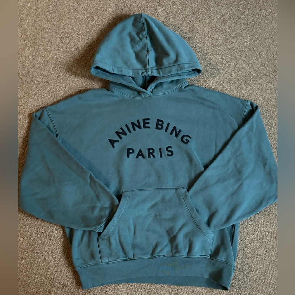 Anine Bing Logo Pullover Hoodie - Sage
